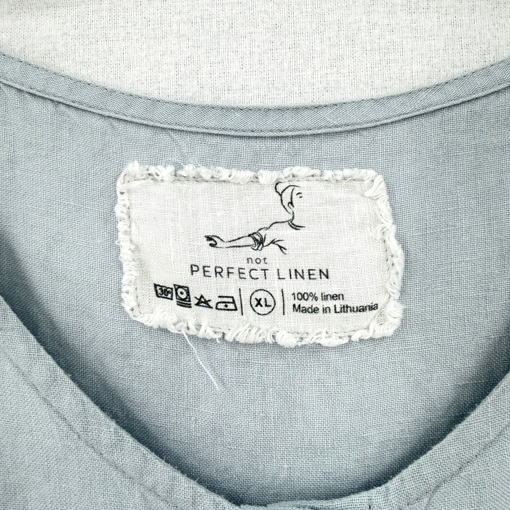not PERFECT LINEN Palma Jumpsuit Women XL Blue Button Front Sleeveless Wide Leg - Picture 13 of 14